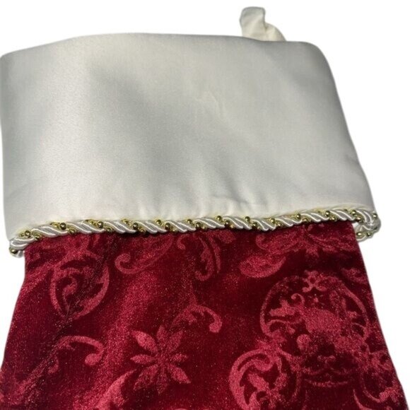 Disney Minnie Mouse Red & Gold Christmas Stocking 19" Satin & Velvet Holiday Dec - Picture 7 of 11